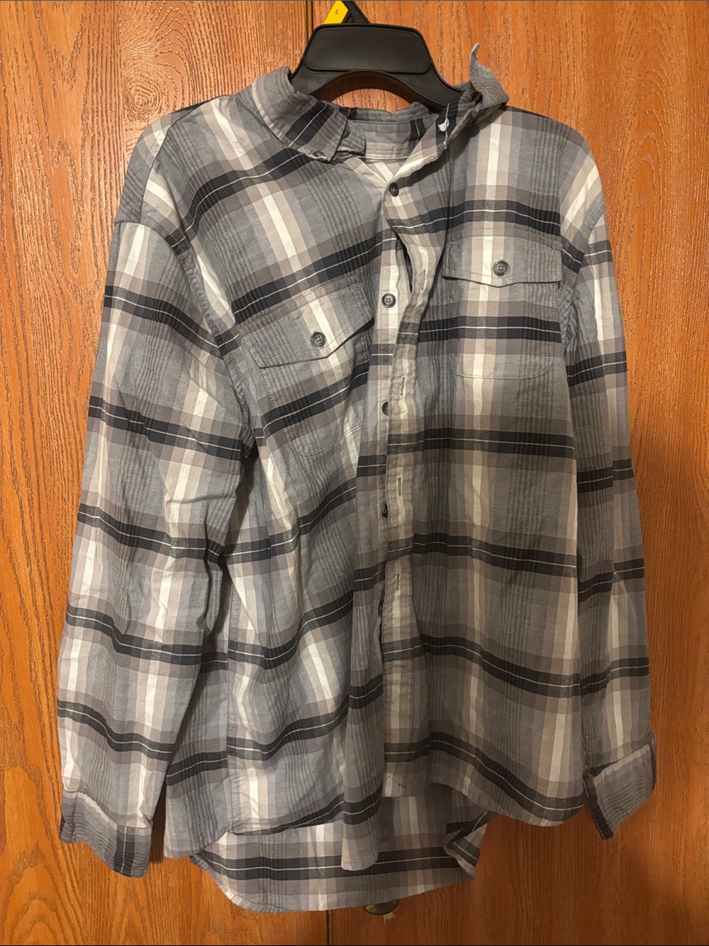 Lands' End Gray Plaid Button-Down Shirt